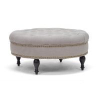 Baxton Studio 531-Beige-Otto Palfrey Beige Linen Modern Tufted Ottoman